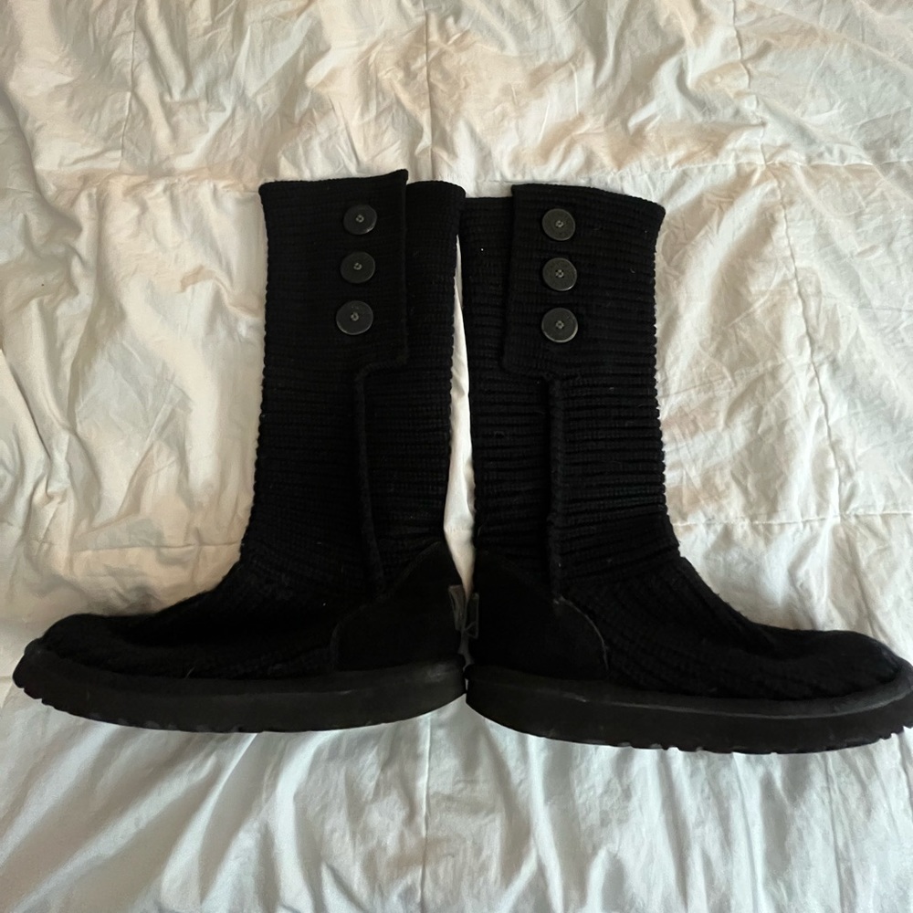 UGG Australia Black Sweater Tall Boots Size 8
